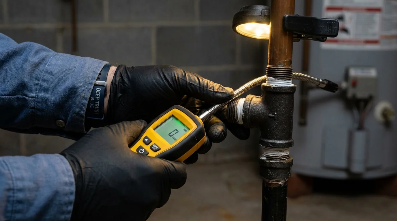 Gas leak detection with electronic sniffer by Johns Plumbing LLC in Adelanto
